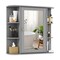 Wall Mounted Mirror Bathroom Storage Cabinet with 3 Adjustable Shelves and 6 Open Side Racks